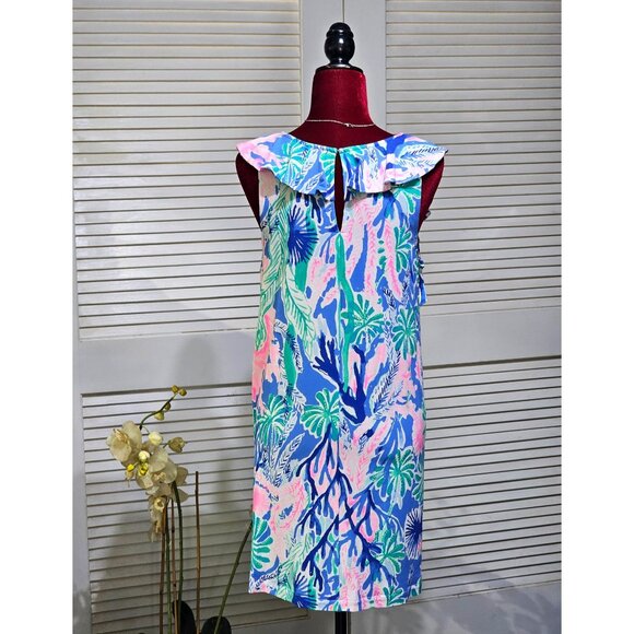 Lilly Pulitzer Women's Blue Pink Green Esmeralda Jet Stream Dress Size L 2783 - Picture 6 of 14
